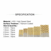 HSS Drill BitThis auction is for Brand New Pack of 50 Professional Titanium Coat