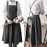 Cotton Linen Apron Nordic Pleated Skirt Pinafore Dresses