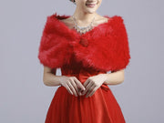 Fur Shawl Wrap Shrug Red