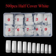 500pcs White Nail Tips Half Cover