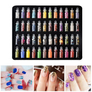 48pcs Nail Art Set 3D Glitter Sequins Rhinestones Beads Assorted