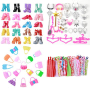 55pcs Barbie Doll Clothes Shoes Accessories Set