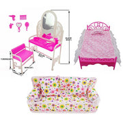 Dollhouse Furniture Barbie Doll Dresser Sofa Bed Set