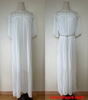 Pleat Maxi Dress + Pearl Belt