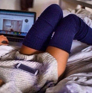 Blue Knit Stockings Thigh High