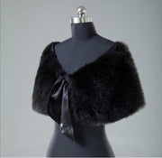 Fur Shawl Wrap Shrug Black