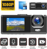 1080P HD Dual Dash Cam Front & Inside Cabin Car Camera