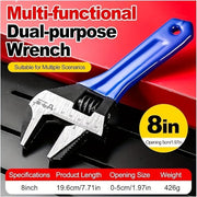 8" Handle Wrench Adjustable Big Opening Spanner Plumbing Tool