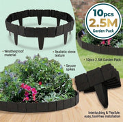 2.5M Garden Edge Stone Look Lawn Fence Flowerbed Border