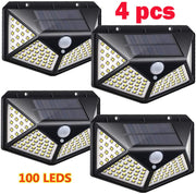 4 x Solar Wall Lights 100 LED Sensor Wall Lamp