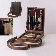 Wooden Writer Messenger Crossbody Bag Briefcase Storage Box