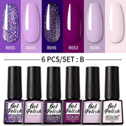 6pcs Gel Nail Polish Manicure Set UV Soak Off Nail Art Kit