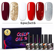 6pcs Gel Nail Polish ManicureUV Soak Off Nail Art Color Kit