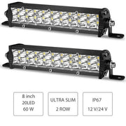 60W LED Light Bar Offroad Work Light Spot Flood Truck 4WD Ute Tractor