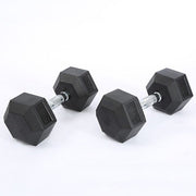Hex Dumbbells 15kg Pair Hexagonal Rubber Dumbbell Weights 2 x 15kg