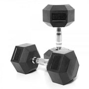Hex Dumbbells 17.5kg Pair Hexagonal Rubber Dumbbell Weights 2 x 17.5kg