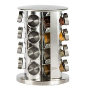 Spice Rack Organiser 20 Jars Stainless Steel 360 Rotating Countertop Stand