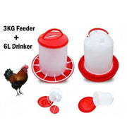 6L Chicken Drinker and 3kg Feeder Set Poultry Waterer Feeder