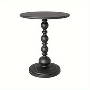 Round Wrought Iron Side Table Small Bedside Table Modern Accent Table Black