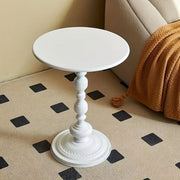 Round Wrought Iron Side Table Small Bedside Table Modern Accent Table White