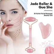 Rose Quartz Jade Facial Roller and Gua Sha