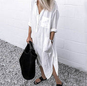 Maxi Shirt Dress Linen Summer Dresses Womens Clothing Size 18