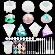43pcs Resin Moulds Silicone Mold Pyramid Cubic Sphere Molds