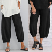 Black Linen Pants Cropped Womens Clothing Size 20