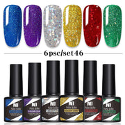 Nail Gel Polish Set 6 Bottles Manicure UV Soak Off Color Coat Gels