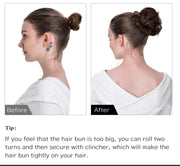 Messy Hair Bun Chignon Extension - Natural Black Elastic Scrunchie Hairpiece