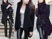 Dark Blue Convertible Asymmetric Wrap Jacket Coat Blazer Size 12-16