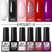6pcs Gel Nail Polish Manicure Set UV Soak Off Nail Art Kit
