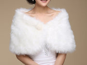 Fur Shawl Wrap Shrug white Ivory
