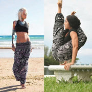 Black High Waist Ancient Elephant Harem Yoga Sport Hippie Balloon Pants