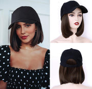 Hat Wig Baseball Cap Bob Hair Extensions