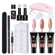 Poly UV Gel Kit 3 Colour PolyGel Nail Art Extension Lamp Kit