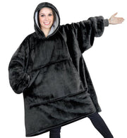 Fleece Hoodie Sweatshirt Blanket Ultra Plush Black