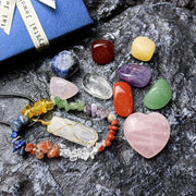 Natural Chakela Crystal Mineral Healing Stone Pendant Bracelet Set