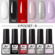 Gel Nail Polish 6 Bottle Pack