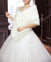 Fur Shawl Wrap Shrug White
