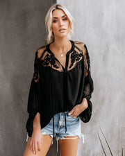 Shirt Blouse Top Floral Lace Boho Womens Clothing Size 12