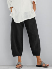Black Linen Pants Cropped Womens Clothing Size 18