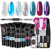 Poly UV Gel Kit 7 Colour PolyGel Nail Art Extension Lamp Kit