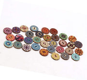 Floral Wooden Buttons 15mm