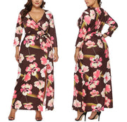 Floral Wrap Style Plunge Maxi Long Party Dress Womens Clothing Size 24
