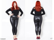Leather Look Pants Womens Leggings Tights Size 14
