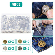 Jeans Denim Clothes Tack Metal Buttons Repair Sewing Kit