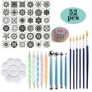 52pcs Nail Art Rocks Mandala Painting Dotting Stencil Kit