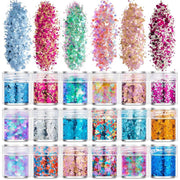 Craft Glitter Sequins UV Epoxy Resin Pigment Assorted 18 Bottles