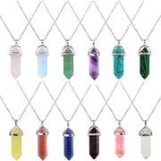 12pcs Bullet Crystal Necklace Quartz Stone Chakra Pendant